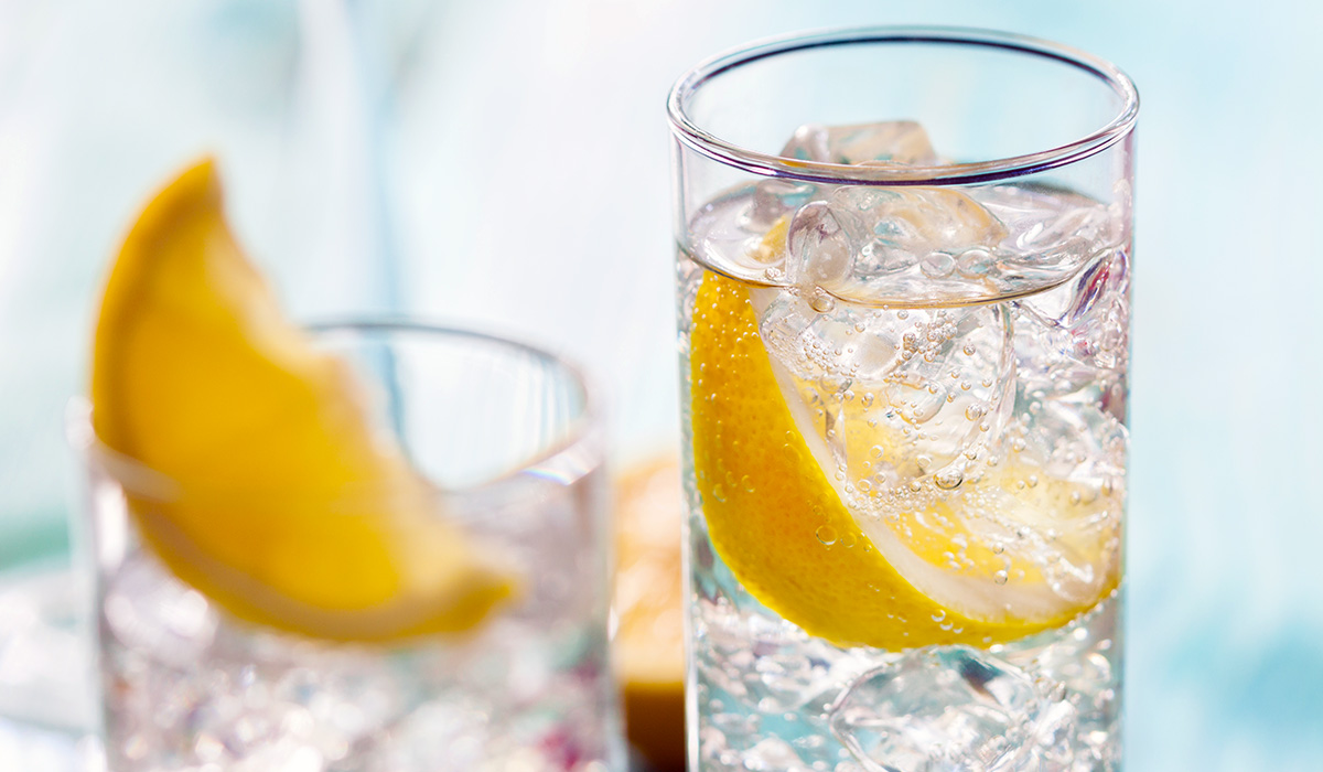 Glasses of iced lemonade