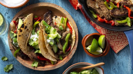 steak fajitas with cucumber salsa