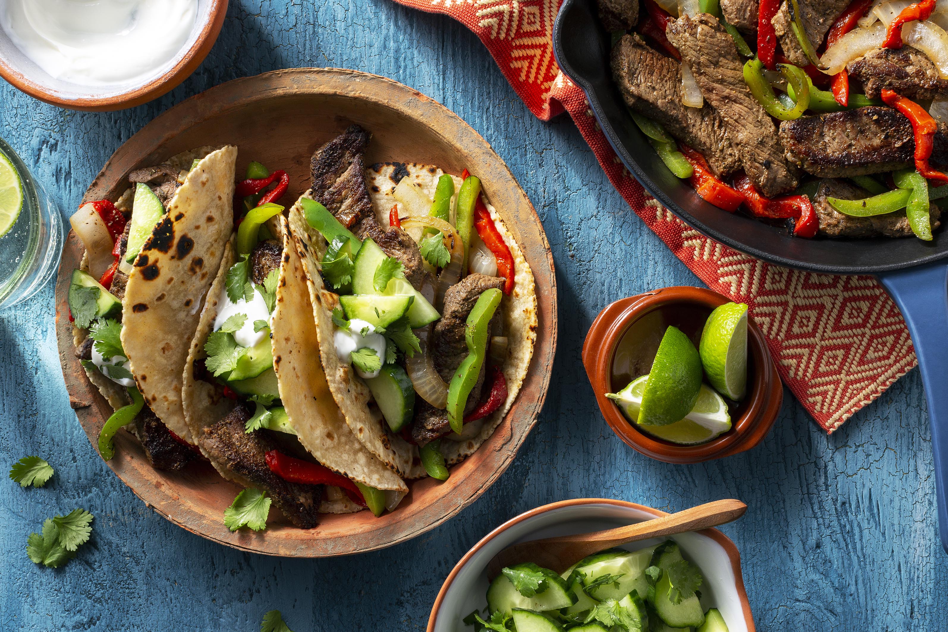 steak fajitas with cucumber salsa