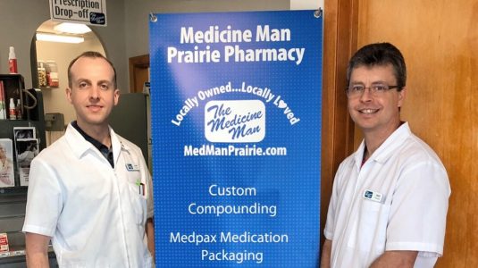 Two pharmacists from Medicine Man Prairie Pharmacy