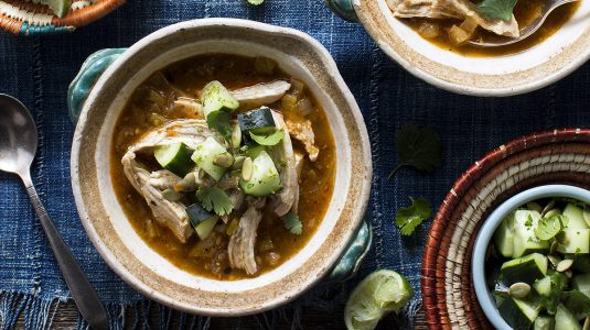 Chicken Chile Verde Tomatillos Cucumber Salad