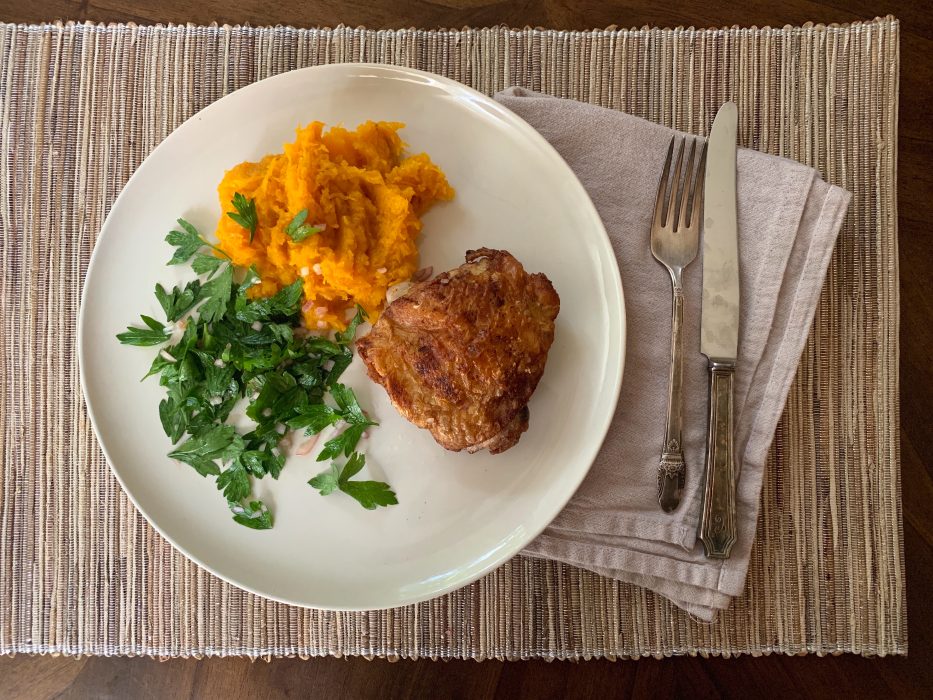 Spiced Chicken Thighs With Curried Mashed Butternut Squash - Good Neighbor Pharmacy