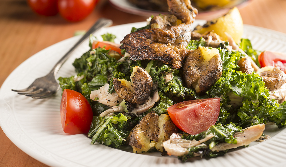 Winter Kale Salad with Roast Chicken and Potatoes Good Neighbor Pharmacy