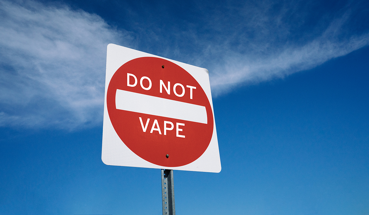 A traffic sign that says do not vape