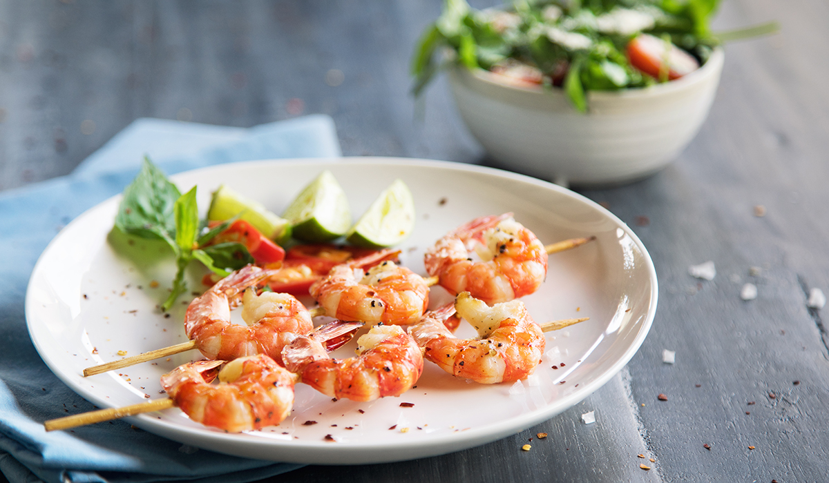 Grilled Shrimp Skewers with Pickled Cucumber Salad - Good Neighbor Pharmacy