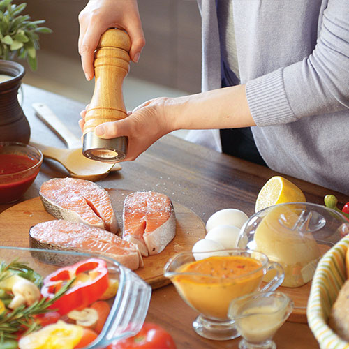 Cooking salmon and other healthy dishes