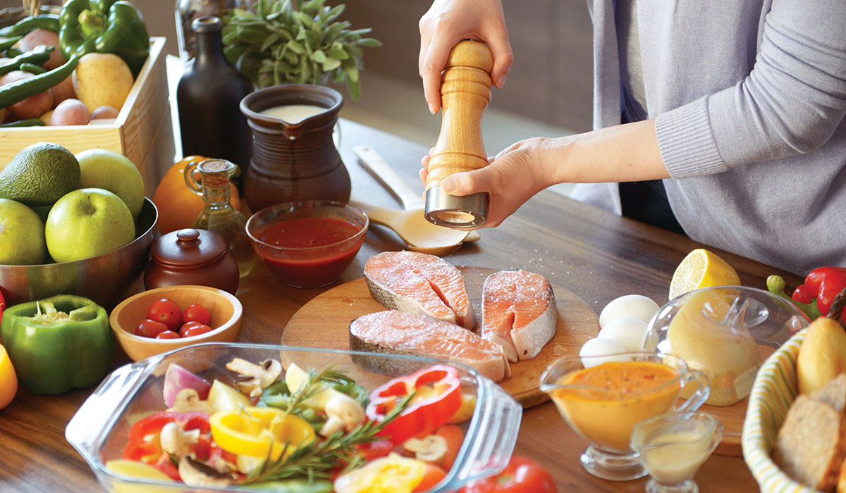 Cooking salmon and other healthy dishes