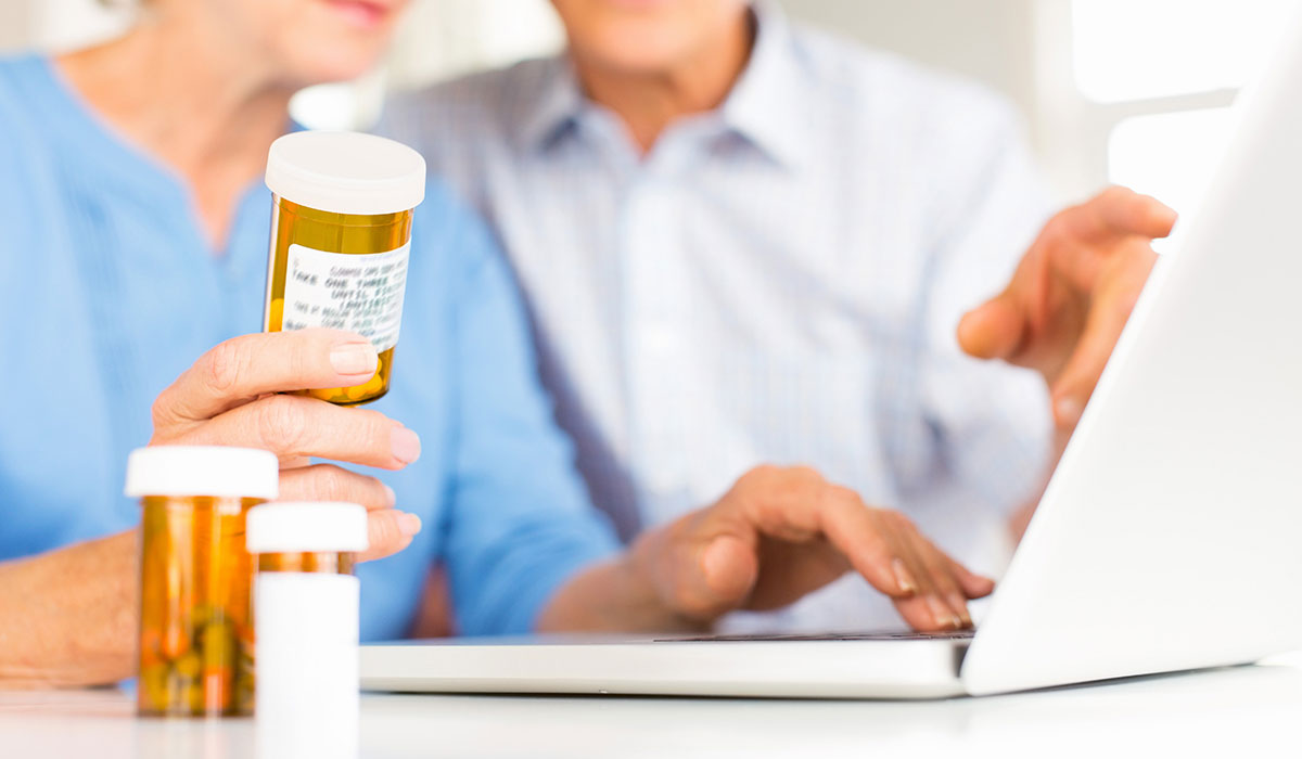 A copule researching their prescription