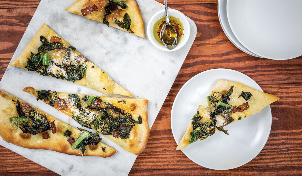 Braised Collard Green and Baco Flatbread square
