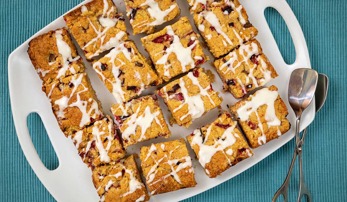 Strawberry Rhubarb Blondies