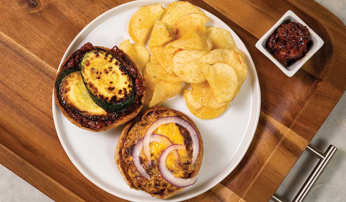 Zucchini Turkey Burgers With Sharp Cheddar and Tomato Relish - Good Neighbor Pharmacy