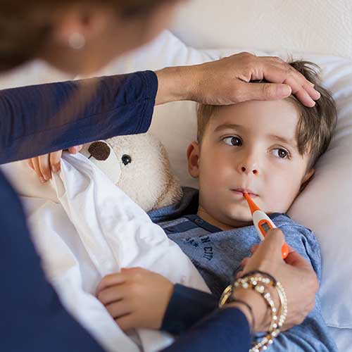 Taking child's temperature